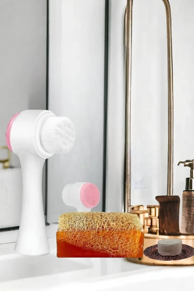 3'lü Cilt Yenileme Siyah Nokta Yüz Temizleme Fırçası Arındırıcı Peeling Kabak Lifli Ballı Sabun - 3