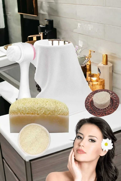 5'li Tüm Cilt Temizleme Kabak Lifli Eşek Sütü Gerdirme Beyazlatıcı Sabun Masaj Peeling Ruşur Taşı - 2
