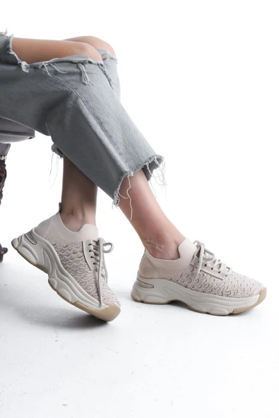 Kadın Rocco Ten Triko Taşlı Spor Ayakkabı & Sneaker - 3