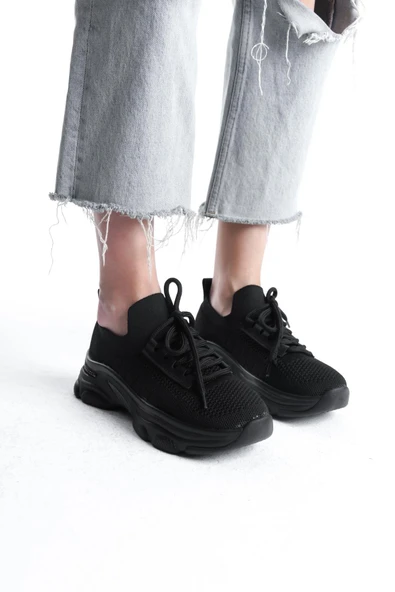 Kadın Rocco Siyah Triko Taşlı Spor Ayakkabı & Sneaker - 3