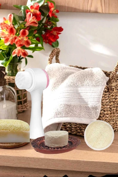 5'li Tüm Cilt Temizleme Kabak Lifli Eşek Sütü Gerdirme Beyazlatıcı Sabun Masaj Peeling Ruşur Taşı - 4