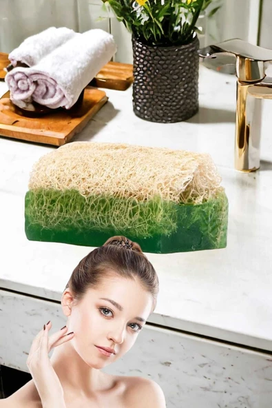 2'li Tüm Cilt Bakım Seti Kabak Lifli Aloe Vera Sabun Çift Taraflı Yüz Temizleme Fırçası - 6