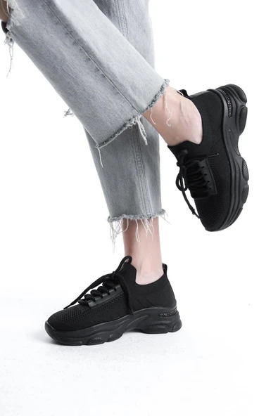 Kadın Rocco Siyah Triko Taşlı Spor Ayakkabı & Sneaker
