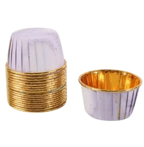 Cupcake/Muffin /Suffle Kek Kapsülü Mor Mermer Desenli 50 Li ürün görseli