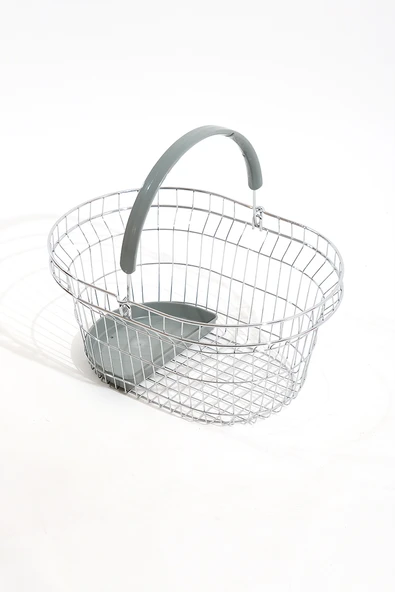 Gri Saplı Oval Tel Market El Sepeti 22 L - 3
