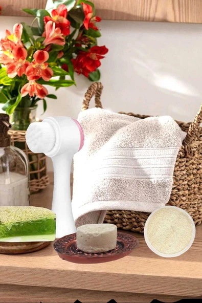 5'li Set Cilt Yüz Masaj Kırışıklık Beyazlatıcı Bakım Seti Temizleme Peeling Gerdirme Ruşur Taşı - 4