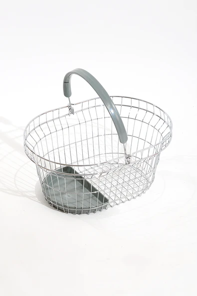 Gri Saplı Oval Tel Market El Sepeti 22 L - 2