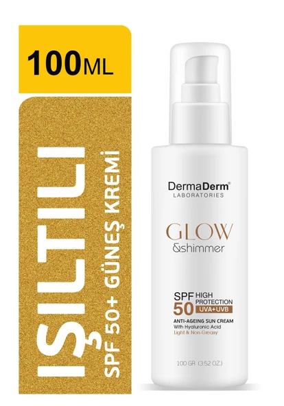 Dermaderm Spf 50+ Glow Shimmer Altın Tozu Etkili Nemlendirici Işıltılı Güneş Kremi 100 ml. - 7
