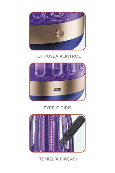 Torima SSK-10 Lacivert Şarjlı Uv Işıklı Elektrikli Sivrisinek Öldürücü Lamba Sinek Kovucu Sineksavar - Resim 5