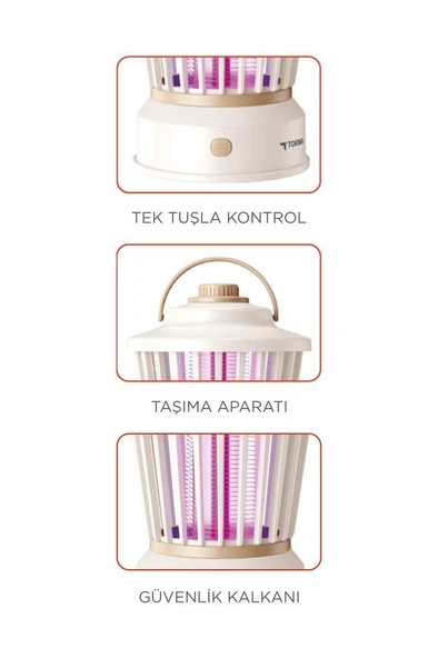 Torima SSK-12 Beyaz Şarjlı Uv Işıklı Elektrikli Sivrisinek Öldürücü Lamba Sinek Kovucu Sineksavar - Resim 3