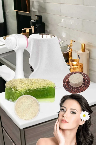 5'li Set Cilt Yüz Masaj Kırışıklık Beyazlatıcı Bakım Seti Temizleme Peeling Gerdirme Ruşur Taşı - 2