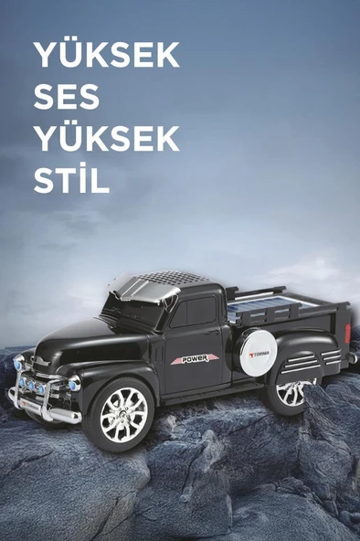 Torima D54 Siyah Pickup Araba Bluetooth Hoparlör Güneş Enerjili Speaker - Resim 3