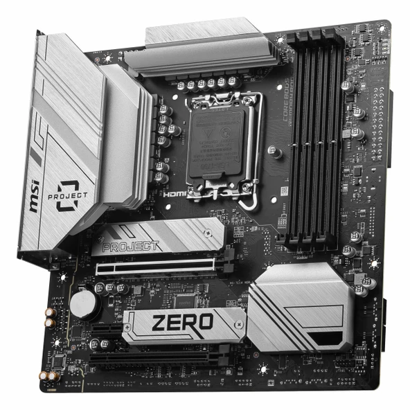 MSI B760M Project Zero DDR5 (7800MHz)OC M.2 HDMI/DP/USB-C PCIe 5.0 1700P mATX Anakart - Resim 3