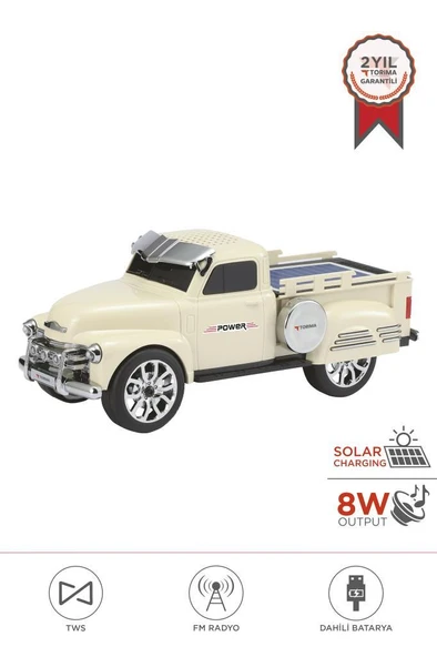 Torima D54 Bej Pickup Araba Bluetooth Hoparlör Güneş Enerjili Speaker ürün görseli