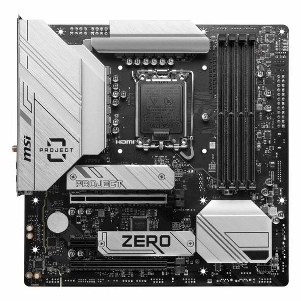 MSI B760M Project Zero DDR5 (7800MHz)OC M.2 HDMI/DP/USB-C PCIe 5.0 1700P mATX Anakart - Resim 2