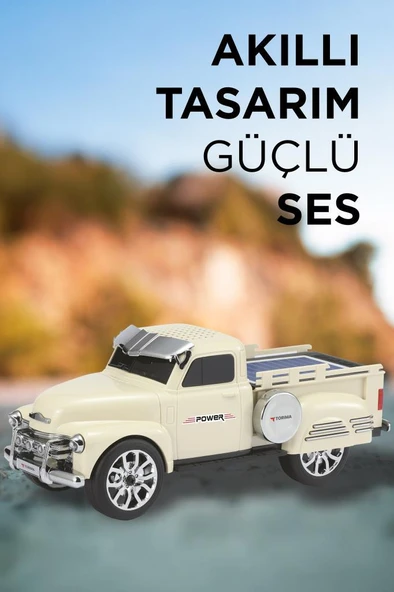 Torima D54 Bej Pickup Araba Bluetooth Hoparlör Güneş Enerjili Speaker - Resim 3