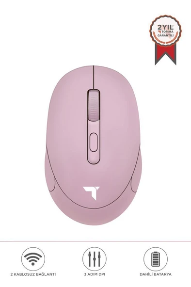 Torima TM-17 Pembe Çift Modlu Sessiz Kablosuz Mouse Fare ürün görseli