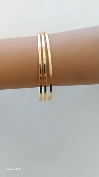 Altın Renk 3 Adet İnce Ajda Bilezik, Bileklik - 2