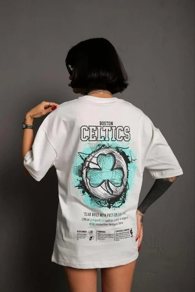 Kadın Sırt Baskılı T-shirt - Beyaz - Resim 3