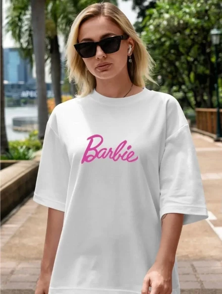 Kadın Baskılı Oversize T-shirt - Beyaz ürün görseli 1