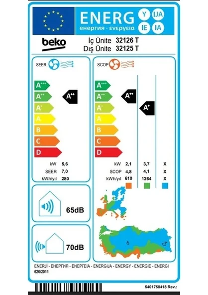 Beko Ekolojik 32125 T A++ 21000 BTU Inverter Duvar Tipi Klima - 3