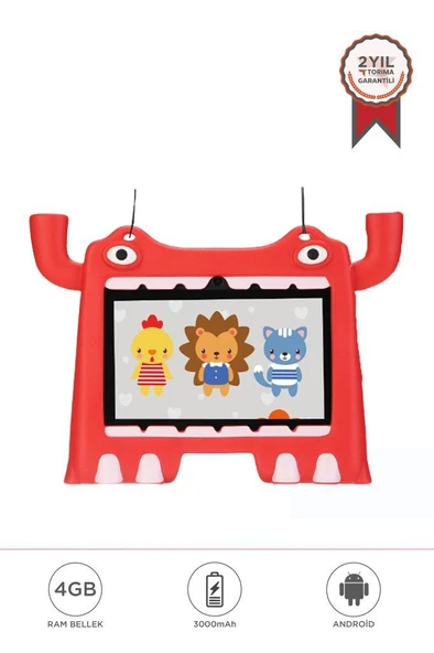 Torima T16 Kırmızı 4GB +128 GB Tablet Android 13 Çocuk Tableti Kılıf Hediyeli ürün görseli