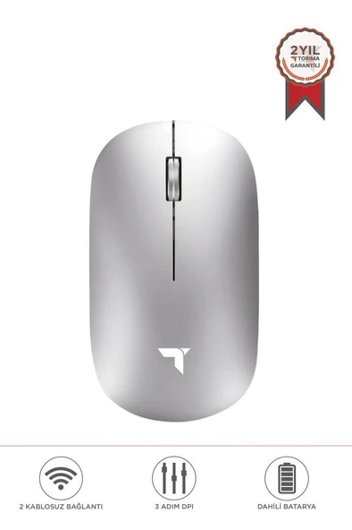 Torima TM-19 Gümüş Çift Modlu Sessiz Kablosuz Mouse Fare - 1