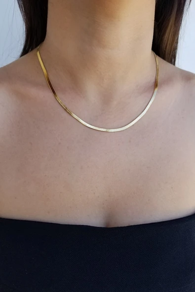 Altın Renk 4 Mm. İtalyan Kolye 45 Cm. Zincir Vip Kararmaz Solmaz Çelik Kolye - 2