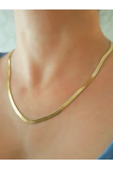 Altın Renk 4 Mm. İtalyan Kolye 45 Cm. Zincir Vip Kararmaz Solmaz Çelik Kolye