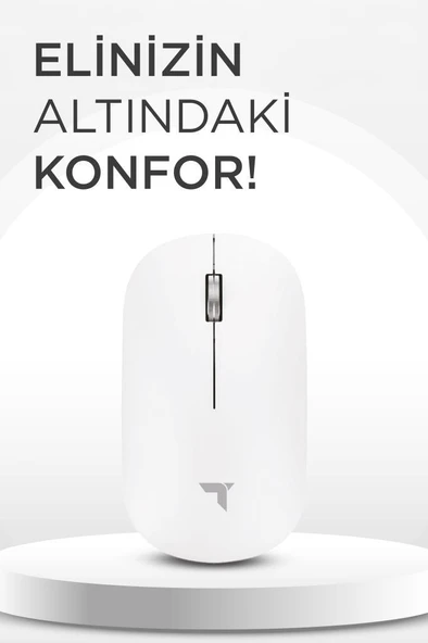 Torima TM-19 Beyaz Çift Modlu Sessiz Kablosuz Mouse Fare - Resim 3