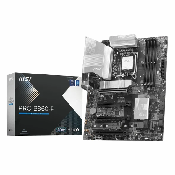 MSI Pro B860-P DDR5 (8600MHz)OC M.2 HDMI/DP/USB-C PCIe 5.0 1851P ATX Anakart ürün görseli 1