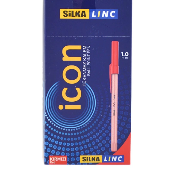 Silka Linc Icon 1.0 mm İğne Uç Tükenmez Kalem Kırmızı 50 Adet ürün görseli