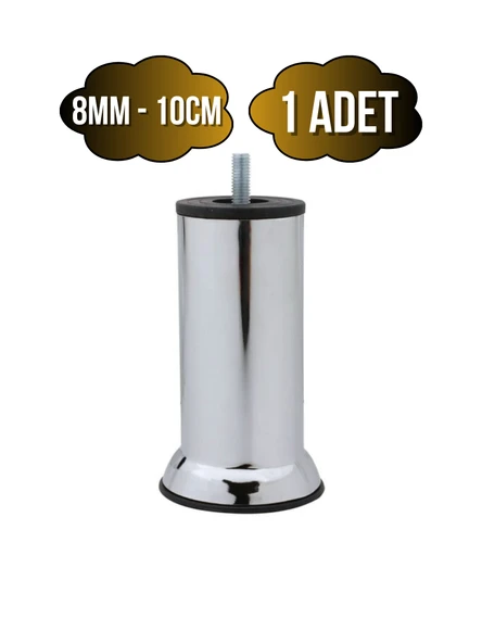 Metal Ayak Vidalı Pasolu Mobilya Yatak Koltuk Baza Ayağı(METAL)(10CM - 12CM - 15CM)(8MM)(VİDALI) Krom 10cm 10cm - 1 ADET ürün görseli