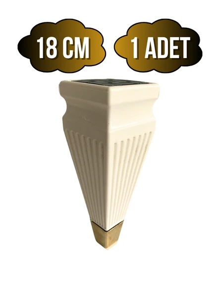 Kule Desenli Krem Plastik Ayak Mobilya Masa ve Dolap Ayağı(18CM - 23CM)(KREM - ALTIN) Krem 18cm 18cm - 1 ADET - 1