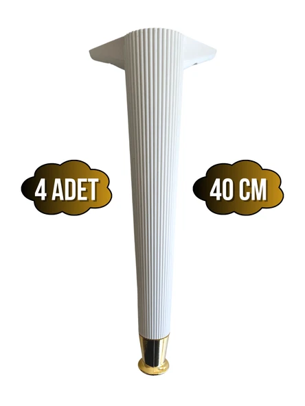 Desenli 40cm Beyaz Plastik Ayak Mobilya Masa Sehpa Dolap Ayağı(40CM)(BEYAZ - ALTIN) Beyaz 40cm BEYAZ ALTIN - 4 ADET ürün görseli
