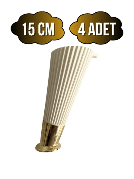Yatay Desenli 15cm Krem Plastik Ayak Mobilya Masa ve Dolap Ayağı(KREM ALTIN)(15CM) Krem 15cm 15cm - 4 ADET - 1