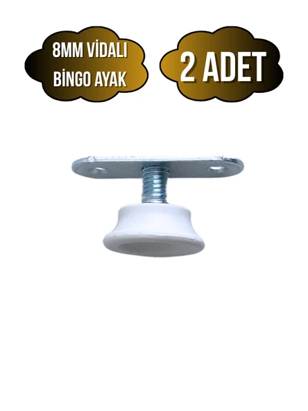 Beyaz Bingo Ayarlanabilir Ayak 8mm Vidalı Masa Ayağı(TAKIM)(EN DÜŞÜK YÜK:13MM EN BÜYÜK YÜK:22MM) Beyaz BEYAZ - 2 ADET ürün görseli