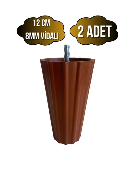 Armut Kahverengi Plastik 12cm 8mm Vidalı Mobilya Koltuk ve Baza Ayağı(12CM)(KAHVERENGİ)(8MM)(VİDALI) Kahverengi 12cm 12cm - 2 ADET - 1