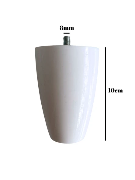 Plastik Ayak 8mm Vidalı Mobilya Koltuk ve Baza Ayağı(BEYAZ)(10CM)(8MM)(VİDALI) Beyaz 10cm 10cm - 4 ADET - Resim 4