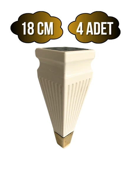 Kule Desenli Krem Plastik Ayak Mobilya Masa ve Dolap Ayağı(18CM - 23CM)(KREM - ALTIN) Krem 18cm 18cm - 4 ADET ürün görseli