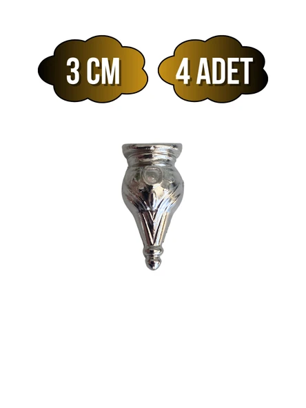 Tombik 3cm Metal Ayak Çeyiz ve Hediye Kutusu Mobilya Ayağı(3CM)(GÜMÜŞ - KROM) Gümüş 3cm 3cm - 4 ADET ürün görseli 1
