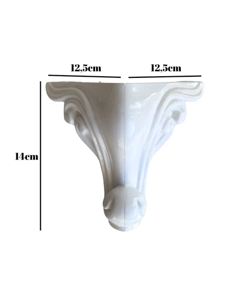 Sultan Lükens Desenli 14CM Beyaz Plastik Ayak Mobilya Masa ve Dolap Ayağı(14CM)(BEYAZ) Beyaz 14cm 14cm - 1 ADET - Resim 5