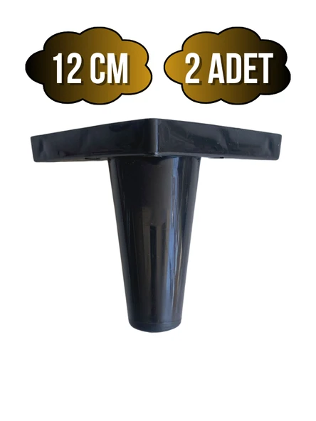 Rüzgar Plastik 12cm Ayak Mobilya Masa ve Dolap Ayağı(12CM)(SİYAH) Siyah 12cm 12cm - 2 ADET ürün görseli