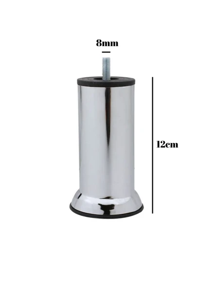 Metal Ayak Vidalı Pasolu Mobilya Yatak Koltuk Baza Ayağı(METAL)(10CM - 12CM - 15CM)(8MM)(VİDALI) Krom 12cm 12cm - 4 ADET - 5