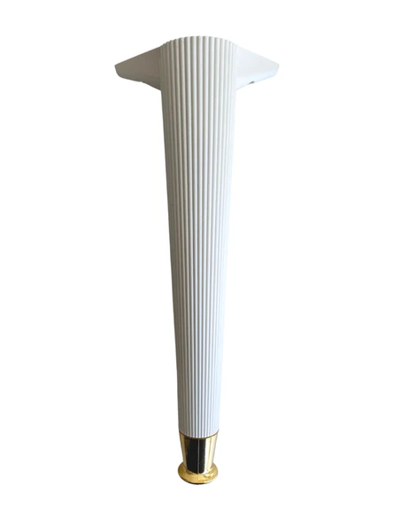 Desenli 40cm Beyaz Plastik Ayak Mobilya Masa Sehpa Dolap Ayağı(40CM)(BEYAZ - ALTIN) Beyaz 40cm BEYAZ ALTIN - 4 ADET - Resim 2