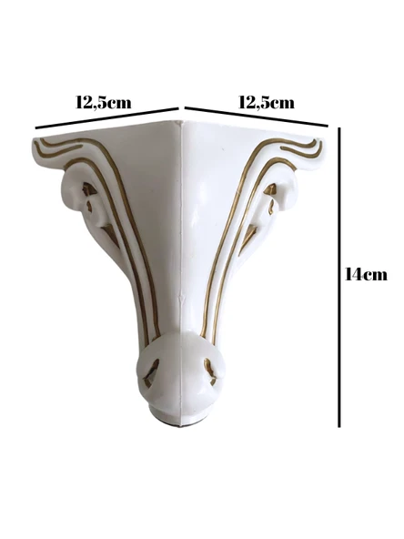 Sultan Lükens Desenli 14CM Plastik Ayak Mobilya Masa ve Dolap Ayağı(14CM)(BEYAZ ALTIN VARAK) Altın 14cm 14cm - 1 ADET - 5