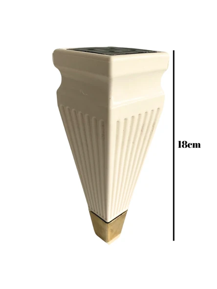 Kule Desenli Krem Plastik Ayak Mobilya Masa ve Dolap Ayağı(18CM - 23CM)(KREM - ALTIN) Krem 18cm 18cm - 2 ADET - 5