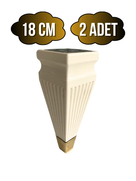 Kule Desenli Krem Plastik Ayak Mobilya Masa ve Dolap Ayağı(18CM - 23CM)(KREM - ALTIN) Krem 18cm 18cm - 2 ADET - 1