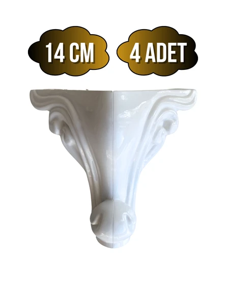Sultan Lükens Desenli 14CM Beyaz Plastik Ayak Mobilya Masa ve Dolap Ayağı(14CM)(BEYAZ) Beyaz 14cm 14cm - 4 ADET - 1