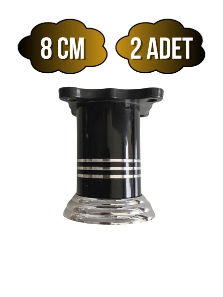 Düz Şeritli Alüminyum Ayak Mobilya Masa ve Dolap Ayağı(SİYAH)(8CM - 10CM) Siyah 8cm 8cm - 2 ADET ürün görseli